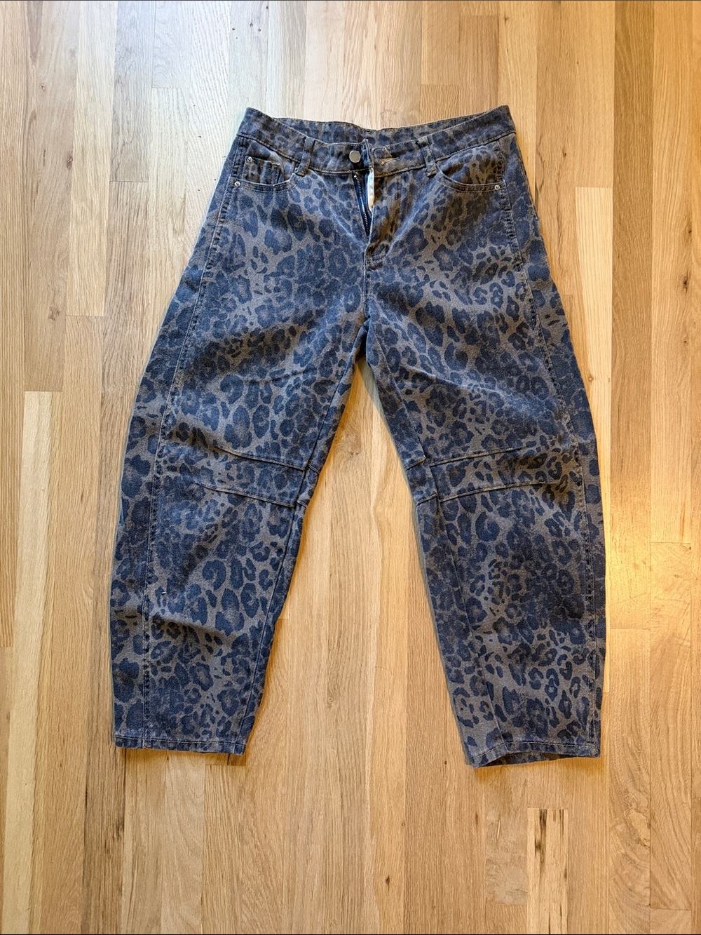 Leopard Print Denim Pants - barrel